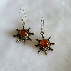 Vtg. Sun Drop Amber Earrings